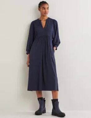 boden susannah jersey shirt dress | Dresses | Boden Navy Blue Red Polka Dot Long Sleeve Midi Sz 8p Boden womens